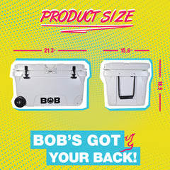 BOB THE COOLER CO 75QT "The BFF" Leak-Proof Hard Cooler with Heavy Duty Handle & Built In Lid Latching Bottle Openers - Fits 117 12oz Cans for the Beach, Camping, Tailgating, Sports, & More