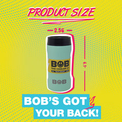 BOB THE COOLER CO - 12oz "Bob's Chillin" Double Wall Vacuum Insulated Slim Can Cooler, Stainless Steel Can Cooler for Camping Beverages, Drink, Beer, Beach & More