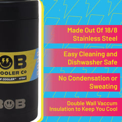 BOB THE COOLER CO - 16oz "Bob's Chillin" Standard Double Wall Vacuum Insulated Can Cooler, Stainless Steel Can Cooler for Camping, Beverages, Drink, Beer, Beach & More