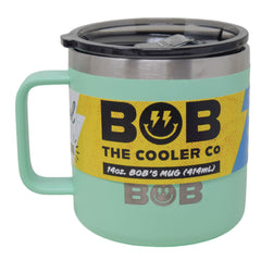 BOB THE COOLER CO - 14oz "Bob's Mug" Stainless Steel Double Wall Vacuum Insulated Coffee Mug with Lid and Handle - Top-Rack Dishwasher Safe