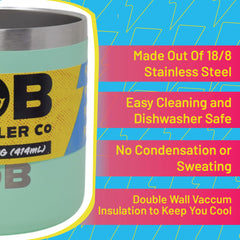 BOB THE COOLER CO - 14oz "Bob's Mug" Stainless Steel Double Wall Vacuum Insulated Coffee Mug with Lid and Handle - Top-Rack Dishwasher Safe