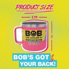 BOB THE COOLER CO - 14oz "Bob's Mug" Stainless Steel Double Wall Vacuum Insulated Coffee Mug with Lid and Handle - Top-Rack Dishwasher Safe