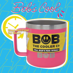 BOB THE COOLER CO - 14oz "Bob's Mug" Stainless Steel Double Wall Vacuum Insulated Coffee Mug with Lid and Handle - Top-Rack Dishwasher Safe