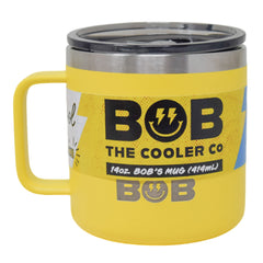 BOB THE COOLER CO - 14oz "Bob's Mug" Stainless Steel Double Wall Vacuum Insulated Coffee Mug with Lid and Handle - Top-Rack Dishwasher Safe