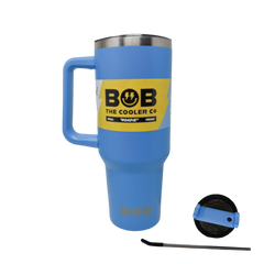 BOB THE COOLER CO - 40oz "Roadie" Heavy Duty Double Wall Vacuum Insulated Tumbler with Straw and Handle, Made of Stainless Steel, Great for Travel, Beach, & More