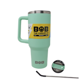 BOB THE COOLER CO - 40oz "Roadie" Heavy Duty Double Wall Vacuum Insulated Tumbler with Straw and Handle, Made of Stainless Steel, Great for Travel, Beach, & More