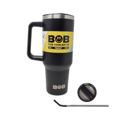 BOB THE COOLER CO - 40oz "Roadie" Heavy Duty Double Wall Vacuum Insulated Tumbler with Straw and Handle, Made of Stainless Steel, Great for Travel, Beach, & More