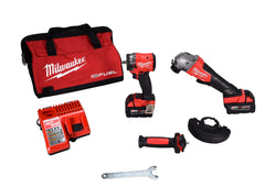 Milwaukee 2991-22 M18 FUEL 18V Brushless Cordless Grinder & 3/8" Impact Wrench Combo Kit (2-Tool)