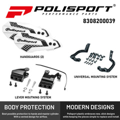 MX Flow Handguard for Kawasaki KX 250 (2020-2022) - White and Black, Durable and Lightweight Hand Protection for Motocross and Off-Road Adventures