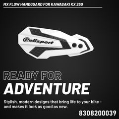 MX Flow Handguard for Kawasaki KX 250 (2020-2022) - White and Black, Durable and Lightweight Hand Protection for Motocross and Off-Road Adventures