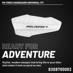 Polisport MX Force Handguard with Universal Mounting System, Highly Ventilated, Lightweight Design, Adjustable Positions, Full Wrap-Around Conversion (White)