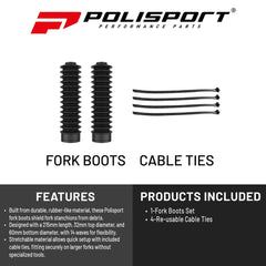 Polisport Fork Boots Enduro 215x28 - Stretchable Rubber-Like Motorcycle Fork Guards for Superior Protection, Fits Various Bike Models, 215mm x 28mm x 50mm-Black