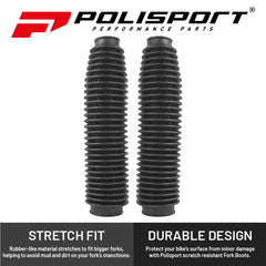 Polisport Fork Boots (250x32x60mm) - Stretch to Adapt to Motorbike Forks for Superior Fit & Durable Protection - Black