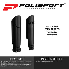 Polisport Full Wrap Fork Guards for Various KTM; Husqvarna; GasGas;Sherco(Black)
