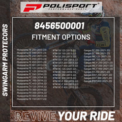 Polisport swingarm protectors SX/-F(13->) T/F-C(14->) MC/-F(20->) bl