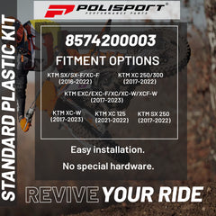 Polisport Motocross (MX) Front Fender for KTM SX/SX-F/XC-F SX 250 XC 125 XC 250/300 XC-W EXC/EXC-F/XC/XCF-W (2016-23) Dirt Bike