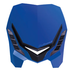 Polisport E-Blaze Motorcycle Headlight - Slim LED Design, Adjustable Lights, Customizable, Glossy & Carbon Fiber (Blue and White)