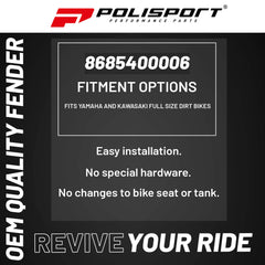 Polisport Supermoto (SM) Motocross (MX) UFX Front Fender - Fits Yamaha and Kawasaki Full Size Dirt Bikes - Green