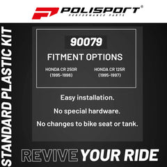 Polisport Motocross (MX) Replica Plastic Kit for Honda CR125R (1995–1997) & CR250R (1995–1996) Dirt Bike – OEM Quality, Durable, Flexible & Perfect Fit – Red/White