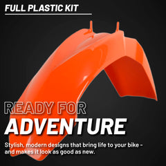 Polisport Motocross (MX) Replica Plastic Kit for KTM SX (2003-04) Dirt Bike Dirt Bike – OEM Quality, Durable, Flexible & Perfect Fit – Orange