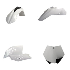 Polisport Motocross (MX) Replica Plastic Kit for KTM XC/XC-F (2008-10) Dirt Bike – OEM Quality, Durable, Flexible & Perfect Fit – White/Black