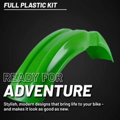 Polisport Motocross (MX) Replica Plastic Kit for Kawasaki KX 85/100/112 (2001-13) Dirt Bike – OEM Quality, Durable, Flexible & Perfect Fit – Green/White