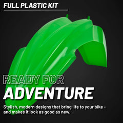Polisport Motocross (MX) Replica Plastic Kit for Kawasaki KX 85/100/112 (2014-21) Dirt Bike – OEM Quality, Durable, Flexible & Perfect Fit – Green/White/Black