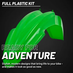 Polisport Motocross (MX) Replica Plastic Kit for Kawasaki KX 250F (2017-20) Dirt Bike– OEM Quality, Durable, Flexible & Perfect Fit – Green/Black