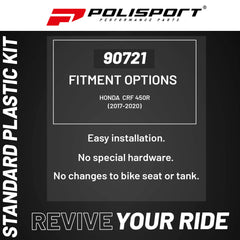 Polisport Motocross (MX) Replica Plastic Kit for Honda CRF 450R (2017-20) Dirt Bike – OEM Quality, Durable, Flexible & Perfect Fit – Black