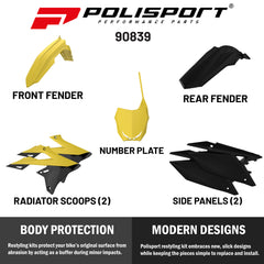 Polisport Motocross (MX) Replica Plastic Kit for Suzuki RMZ 250 (2019-24) Dirt Bike
