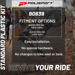 Polisport Motocross (MX) Replica Plastic Kit for Suzuki RMZ 250 (2019-24) Dirt Bike