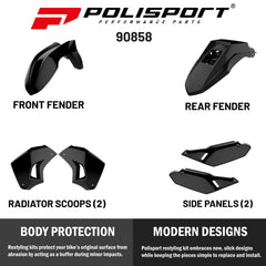 Polisport Motocross (MX) Replica Plastic Enduro Kit for Kawasaki KLR 650 (2008-2018) Dirt Bike