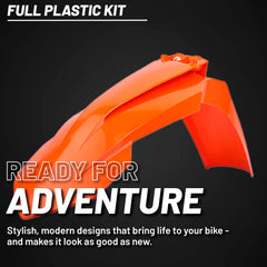 Polisport Motocross (MX) Replica Plastic Kit for KTM EXC/EXC-F/ XC-W & XCF-W (2017–2019) Dirt Bike – OEM Quality, Durable, Flexible & Perfect Fit – Orange/Black