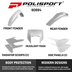 Polisport Motocross (MX) Replica Plastic Enduro Kit for Husqvarna TE/FE (2017-19) Dirt Bike