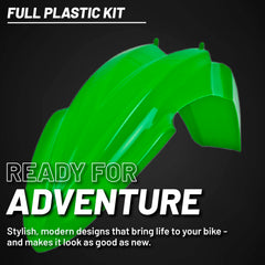 Polisport Motocross (MX) Replica Plastic Kit for Kawasaki KX 85/100/112 (2014-21) Dirt Bike – OEM Quality, Durable, Flexible & Perfect Fit – Green