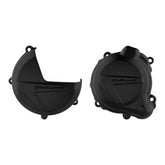 Polisport Clutch and Ignition Cover Protector Kit (Black) - Compatible with Yamaha YZ125(08-25)