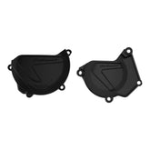 Polisport Clutch and Ignition Cover Protector Kit (Black) - Compatible with Yamaha YZ250 (2005-2024) and YZ250X (2016-2024)