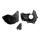 Polisport Clutch and Ignition Cover Protector Kit (Black) - Compatible with Yamaha YZ450F(14-17)
