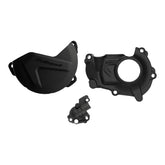 Polisport Clutch and Ignition Cover Protector Kit (Black) - Compatible With Yamaha YZ450F(2018-2024) & WR450F/YZ450FX(2019-2023)