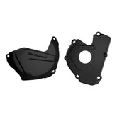 Polisport Clutch and Ignition Cover Protector Kit (Black) - Compatible with Kawasaki KX 250F (2017-2021)