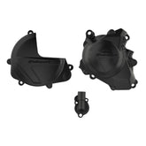 Polisport Clutch and Ignition Cover Protector Kit (Black) - Compatible with Honda CRF450R (2017-2022)