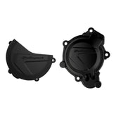 Polisport Clutch and Ignition Cover Protector Kit (Black) - Compatible with KTM SX/XC125/150 & Husqvarna TC125 (2016-2018)