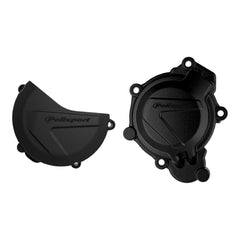 Polisport Clutch and Ignition Cover Protector Kit (Black) - Compatible with KTM SX/XC125/150 & Husqvarna TC125 (2016-2018)