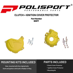Polisport Clutch and Ignition Cover Protector Kit (Yellow) - Compatible with Husqvarna