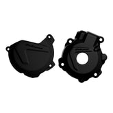 Polisport Clutch and Ignition Cover Protector Kit (Black) - Compatible with KTM EXC-F/XCF-W 250/350 & Husqvarna FE 250/350 (2014-2016)
