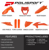 Polisport Motocross (MX) Replica Plastic Enduro Kit for KTM EXC/EXC-F/XC-W/XCF-W (2020-2023) Dirt Bike