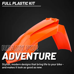 Polisport Motocross (MX) Replica Plastic Kit for KTM XC/XC-F (2019-22) Dirt Bike – OEM Quality, Durable, Flexible & Perfect Fit – Orange/White/Black