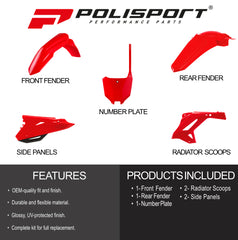 Polisport Motocross (MX) Restyling Kit for Honda CR 125R/250R (2000-01) Dirt Bike – OEM Quality, Durable, Flexible & Perfect Fit – Red