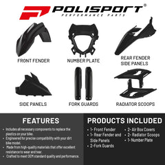 Polisport Motocross (MX) Replica Plastic Kit for Beta RR X-Pro (2025-26) Dirt Bike – OEM Quality, Durable, Flexible & Perfect Fit – Black