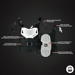 Atlas Charger PeeWee White + Shoulders A1020-00-000 - CE Certified Youth Neck Brace with Adjustable Shoulder Pads, Lightweight Design, Impact-Resistant Protection for Motocross, BMX, and Extreme Sports